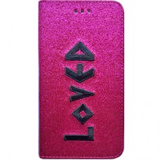 Capa Book Cover para Motorola Moto G6 - Gliter Loved Pink